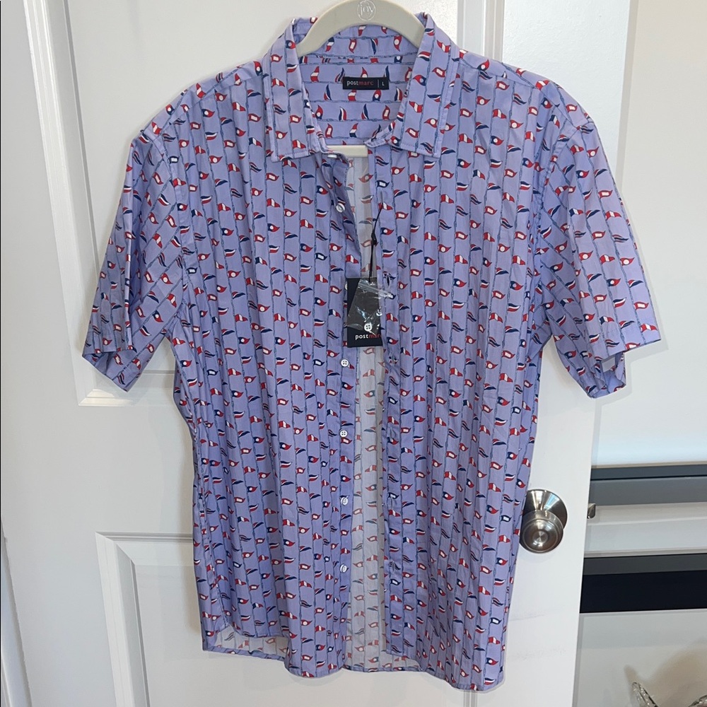 Postmarc Light Blue and Red sailing flags Men's Shirt